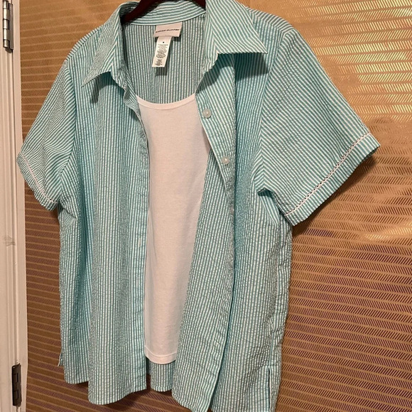 ALFRED DUNNER~FAUX TEAL TOPPER W TANK~M - Picture 5 of 6
